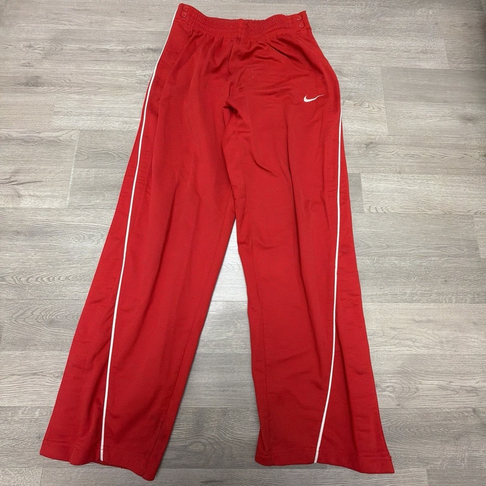 Vintage Nike Team Tearaway Pants Mens M Red White Snap Basketball Y2K 90s
